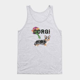 Welsh Corgi Cardigan Dog with Tulip Flower Bouquet Tank Top